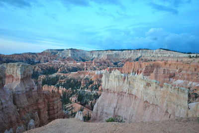 Panoramic view of rock formations against sky