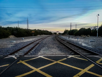 Railroad track at sunset