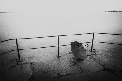 High angle view of boat in lake against sky