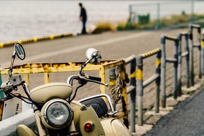 Close-up of bicycle on road