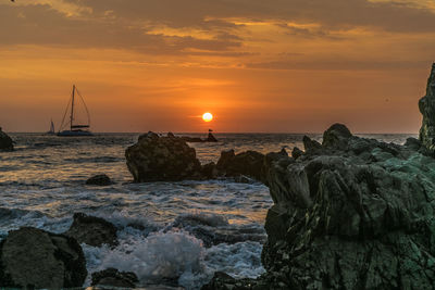 Scenic view of sea during sunset