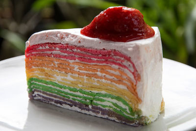 Close-up of dessert on table