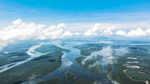 Aerial view of sea against sky