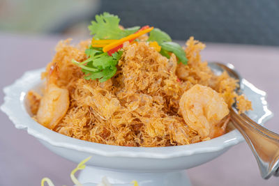 Close-up of meal served in plate