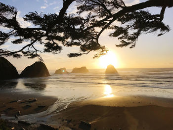 Scenic view of sea against sky during sunset