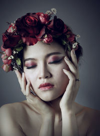 Close-up portrait of a beautiful young woman