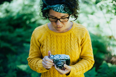 Man photographing with camera