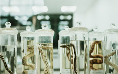 Close-up of glass jar on table