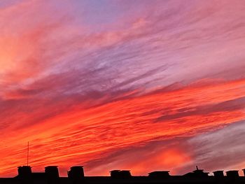 Low angle view of silhouette buildings against sky during sunset