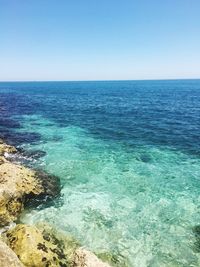 Scenic view of sea against clear sky
