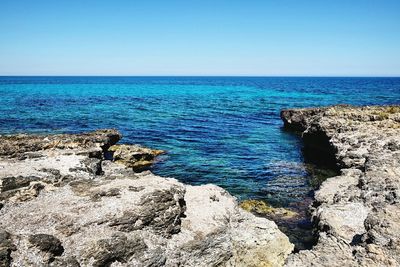 Scenic view of sea against clear sky