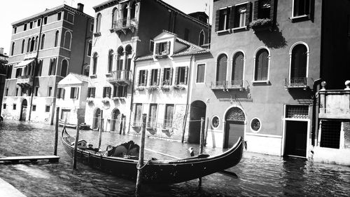 View of boats in city