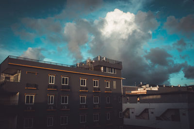 Low angle view of buildings against sky