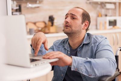 Man working on table