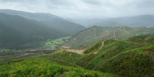 Scenic view of mountains against sky