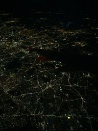 Aerial view of city at night