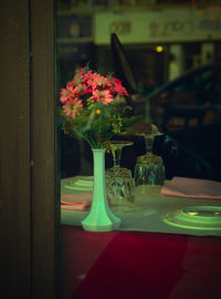 Close-up of flowers on table