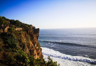 Scenic view of sea against clear sky