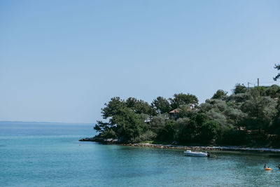 Scenic view of sea against clear sky