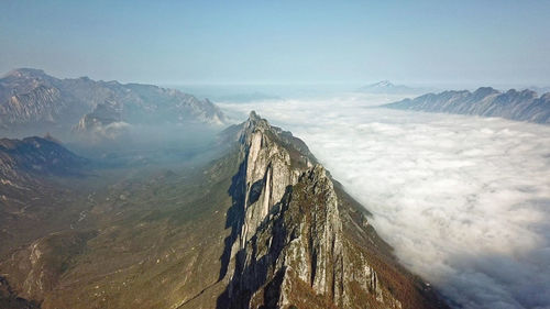 Panoramic view of snowcapped mountains against sky