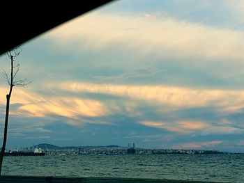 Scenic view of sea against cloudy sky