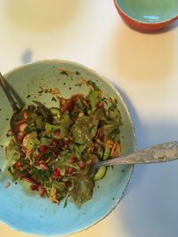 Close-up of salad in bowl on table