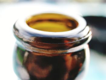 Close-up of glass of jar on table