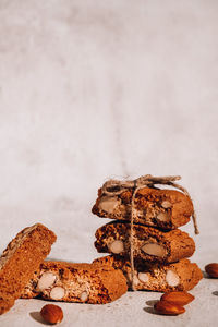 Biscotti cantuccini cookie biscuits with almonds shortbread. healthy eating food. homemade 