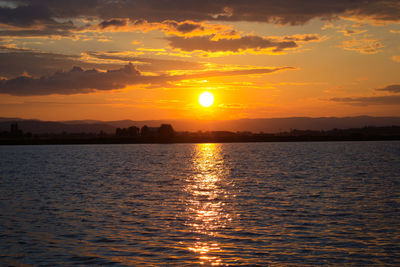 Scenic view of sea at sunset