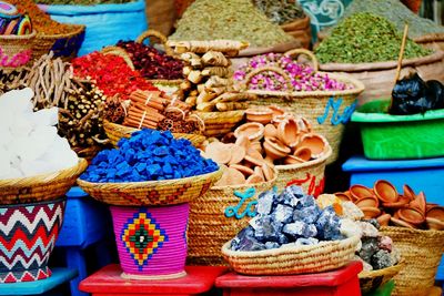 Close-up of multi colored vegetables for sale in market