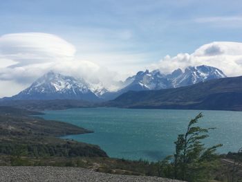 Scenic view of mountains against sky