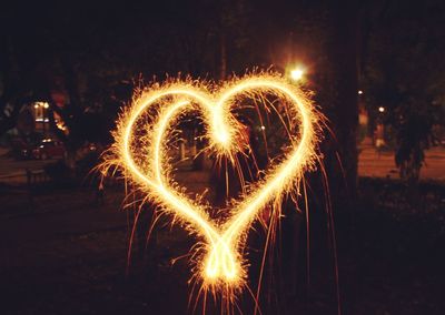 Firework display at night