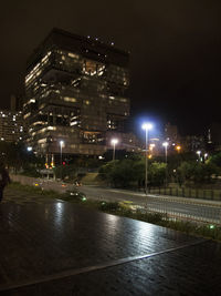 Illuminated street light at night