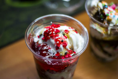 Close-up of dessert in drinking glass