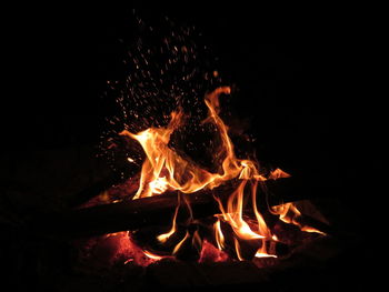 Close-up of fire in the dark
