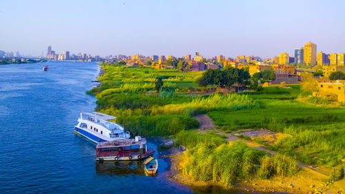 Scenic view of river against clear sky