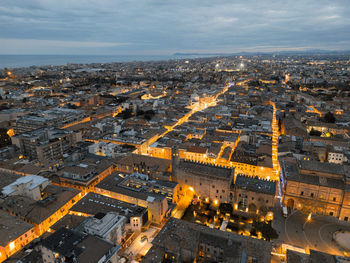 High angle view of cityscape against sky