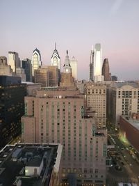 High angle view of buildings in city