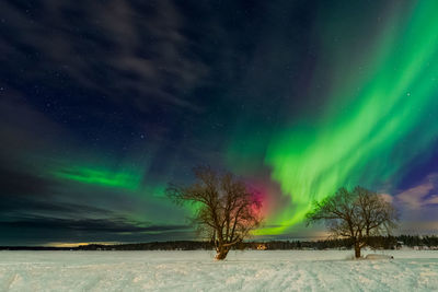 Scenic view of sea against sky at night