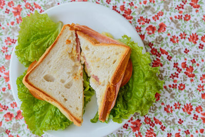 High angle view of breakfast on plate
