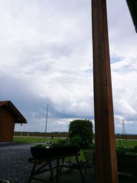 Built structure against trees and sky