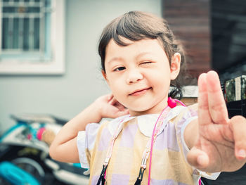 Portrait of cute baby at home