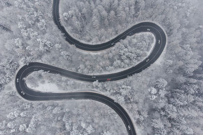 High angle view of bicycle in winter