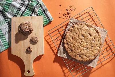 High angle view of food on table