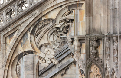 Close-up of carvings on milan cathedral