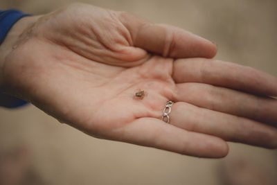 Close-up of hand holding small baby