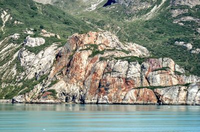 Scenic view of sea by landscape