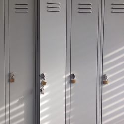 Close-up of open locker 