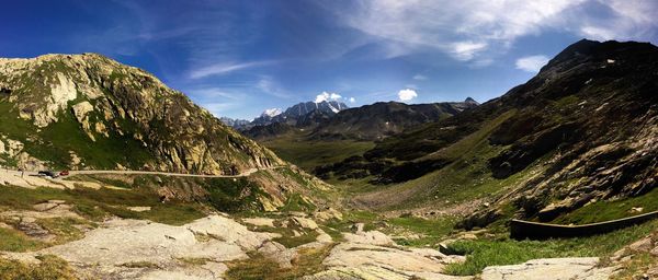 Scenic view of mountains against sky