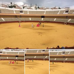 High angle view of people in stadium